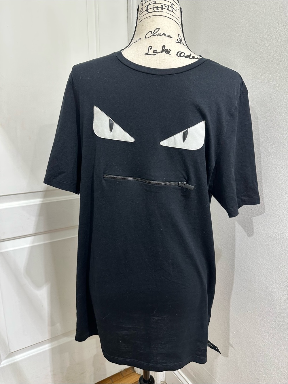 Fendi Black Tee with  Front Zip